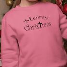 Kids' Crewneck Sweatshirt "Merry Christmas" Black Font