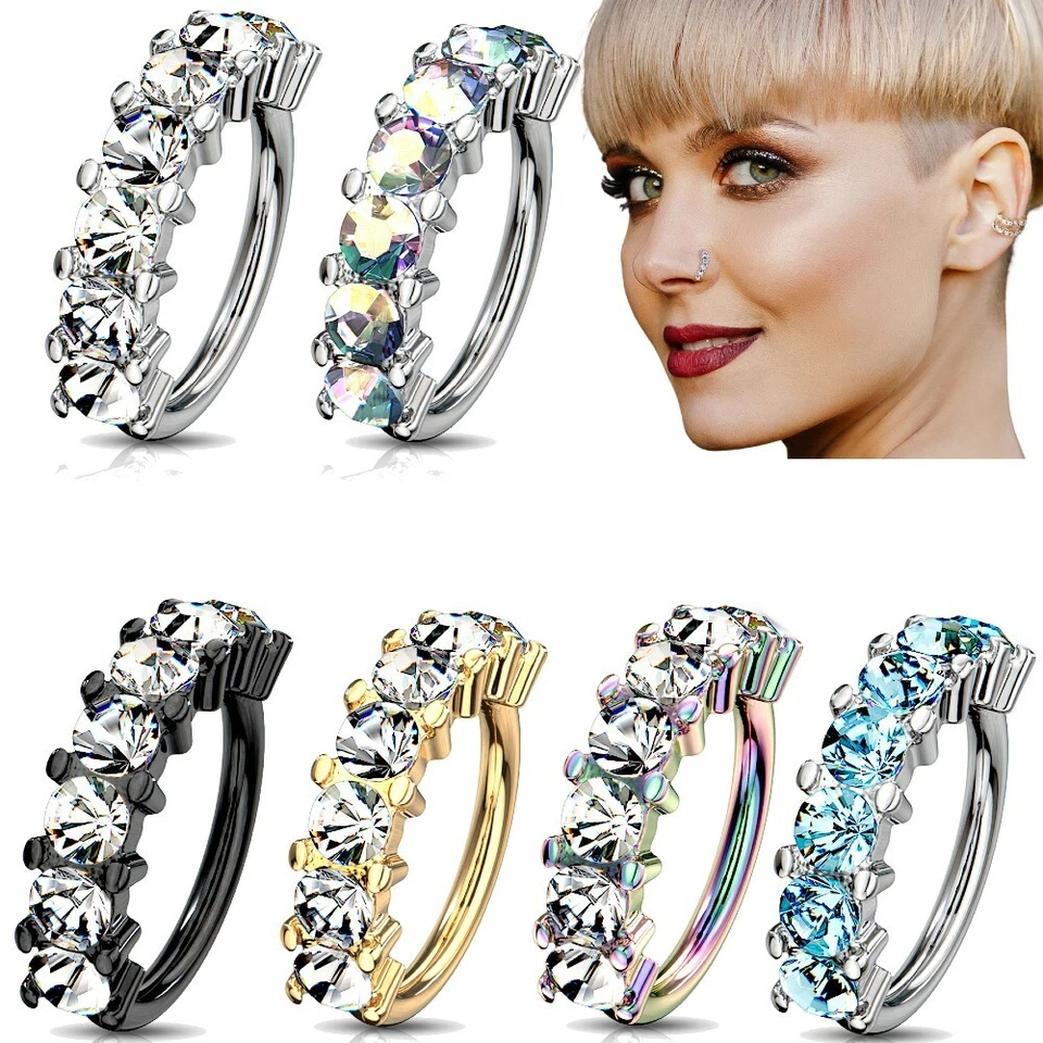 Pendientes de cartílago nariz aro gemas grandes hélice torre daith tragus anillo caracola orbital Foto 1 de 4