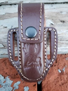 Cuchillo de resorte plegable de 4" marrón deslizante a través de cuero - Imagen 1 de 16
