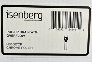 Isenberg Faucets Pop-Up Drain with Overflow HS1007CP Chrome - Picture 1 of 3