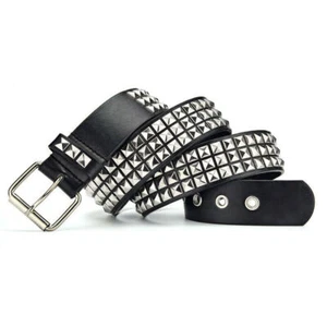 Unisex Nieten Punk Gothic Gürtel Metall Polieren Pyramid Bund Schwarz - Bild 1 von 7
