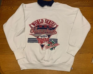 Vintage Minnesota Twins Sweatshirt Sz XL Pullover World Series 1987 White 2145 - Picture 1 of 7