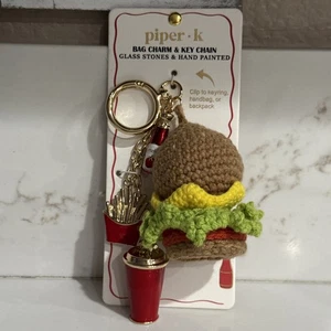 Dije bolso llavero hamburguesa, papas fritas y batido Piper K - Imagen 1 de 4