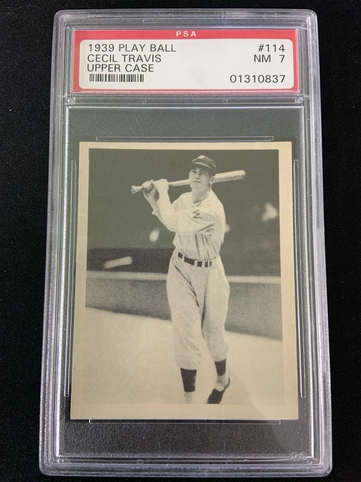 1939 Playball Cecil Travis UPPERCASE PSA NM 7- Sharp! - Image 1 of 2