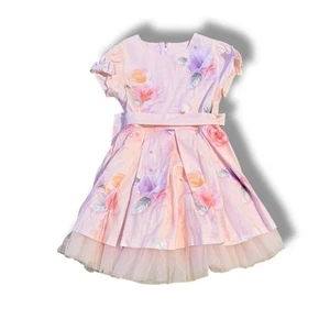 Vestido Lapin House Floral Tul Niñas 8 Rosa Púrpura Manga Corta Fiesta Ocasión - Imagen 1 de 5