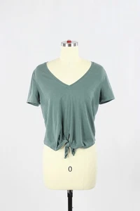 LULULEMON Knot Gonna Fly Graphite Green Pima Cotton Front Tie T-Shirt, Size S - Picture 1 of 12