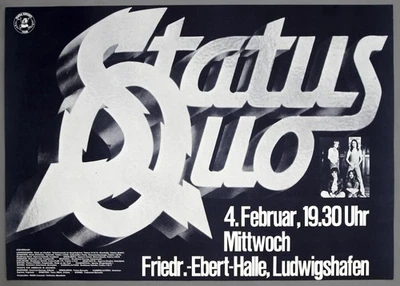 STATUS QUO – rare vintage original Ludwigshafen 1976 concert poster ON THE LEVEL - Image 1 of 3