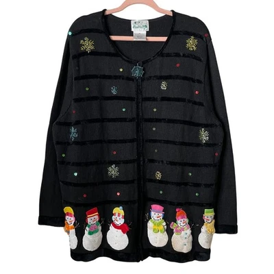 Vintage The Quackers Factory Sweater Womens 2X Christmas Holiday Snowman Grandma - Image 1 of 4