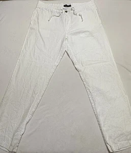 Pantalone Tommy Bahama Relax 100% Lino Uomo XL 38x34 Bianco Avorio Coulisse Salotto - Foto 1 di 7