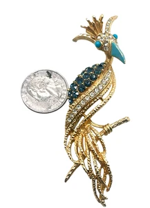 Iconic Florenza Bird Figural Brooch, Bird of Paradise, Signed, Vintage, Exotic - Picture 1 of 2