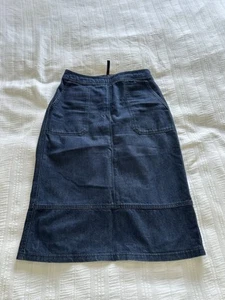 Boden Indigo Blue Denim Cotton A Line Midi Skirt Size 10 Pockets Zip 100% Cotton - Picture 1 of 11