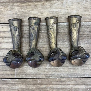 Antique Original Cast Iron Eagles Claw & Glass Ball Table Feet Lot of 4 FREE S/H - Picture 1 of 20