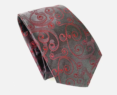 ALFANI ~ Corbata Ejecutiva Hombre Nueva con Etiqueta 45.00 Rojo Cachemira/Púrpura 60"-3 1/4 Ancho Seda Foto 1 de 4