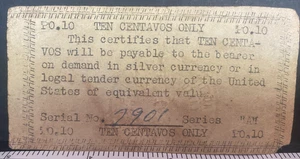 Philippines, 1940s, 10 centavos Emergency Script, WWII Era Emergency "A" Note - Bild 1 von 2