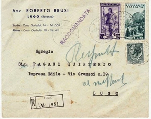 2877 RAVENNA LUGO AVV. BRUSI francobollo CORTINA D'AMPEZZO AFFRANCATURA MISTA - Picture 1 of 1