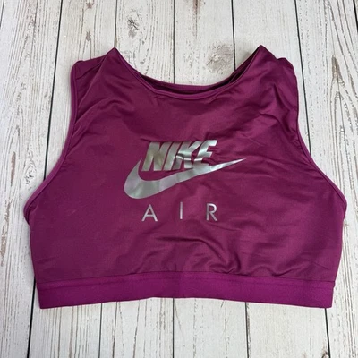 Nike Air Sports Bra Womens Size Large Purple Silver DriFit Logo - Image 1 of 4