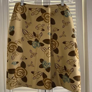 Ann Taylor Loft womens Silk Brown floral skirt 12 excellent condition - Picture 1 of 10