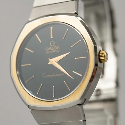 No Tariffs *RARE ! NEAR MINT* Vintage OMEGA Black Constellation Cal.1330 Qz Mens - Image 1 of 4