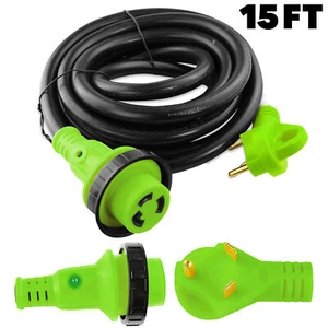 15 foot 30 amp RV Extension Cord Power Supply Cable for Trailer Motorhome Camper - Foto 1 di 5