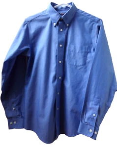 Boys 16 BROOKS BROTHERS Blue Oxford Dress Shirt $70 Button Up NON-IRON Cotton - Picture 1 of 16