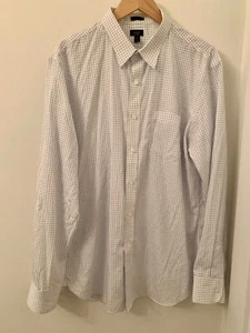 J. Crew non-Iron Silm fit camisa de vestir blanca delgada azul cheque XL - Imagen 1 de 9