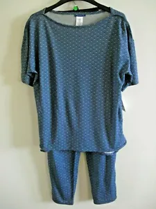 Damen blau gepunkteter Pyjama Größe Medium einfach gestylt - Bild 1 von 1