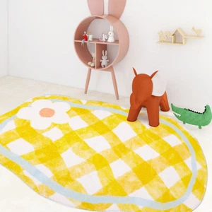 Pink Carpet Bedroom Checkered Shaped Imitation Cashmere Floor Mat-i - Picture 1 of 24