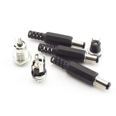 12V 5.5x2.5mm DC Power Socket Male Plugs Female Mount Connector CCTV LED Strip - Image 1 of 4