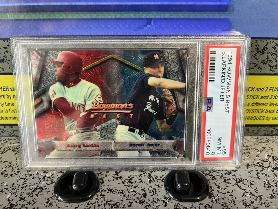 Bowman's Best Derek Jeter Barry Larkin 1994 #95 Salón de la fama clasificación SS PSA 8 casi nuevo-como nuevo Foto 1 de 4