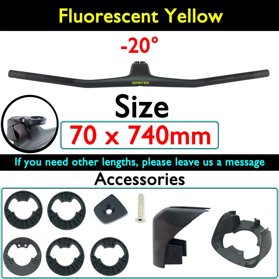 Manillar de cabina integrado para bicicleta MTB de carbono completo 740-780 mm -20 ° UD mate Foto 1 de 4