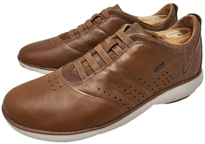 Geox Nebula Mens Brown Leather Laceless Slip On Low Top Sneakers Size 12.5 - Picture 1 of 12