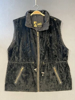 Chaleco Skea Vintage Para Mujer Grande Terciopelo Negro Paris Vail Esquí Hecho en EE. UU. Chaqueta Foto 1 de 4