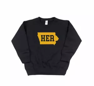 Toddler Kids Her Iowa Sweatshirt, Her Iowa Sweatshirt, Clark Iowa Sweatshirt, Io - Picture 1 of 4