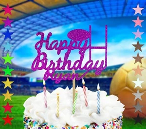 Personalised Rugby Themed Birthday Cake Topper Single Sided Glitter Sport - Picture 1 of 12