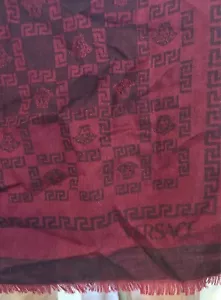 Versace La Medusa Maroon Italian Wool/Silk Long Scarf - Picture 1 of 3