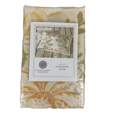Martha Stewart Veranda Vines 1 estándar falso bordado floral acabado satinado Foto 1 de 4