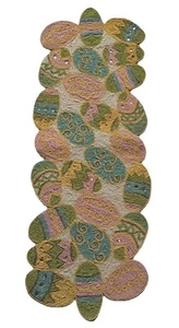C. Rowley Beaded EASTER Pastel Table Runner 13"x36" Easter Eggs Glass Beads - Picture 1 of 10