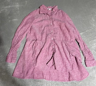 Coldwater Creek Top 女式大号亚麻微风日束腰外衣纽扣 Lagenlook 艺术 — 第 1/4 张图片