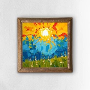 First Light Natural Stone Wall Art Handmade Wooden Frame Home Decor - Picture 1 of 7