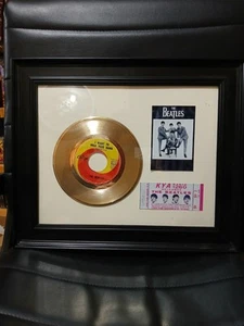 Beatles Framed Gold Record "I Want To Hold Your Hand" With Pic Last Show Ticket - Picture 1 of 8