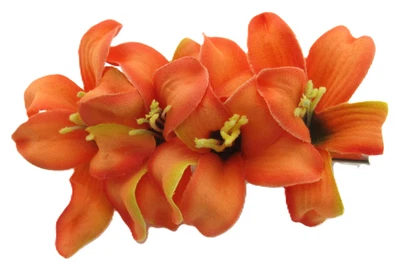 Quadruple 2.5" Mango Orange Lily Silk Flower Hair Clipwith Teeth - Image 1 of 3