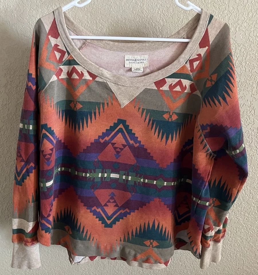 Moletom feminino DENIM&SUPPLY RALPH LAUREN laranja sudoeste tamanho grande - Imagem 1 de 4