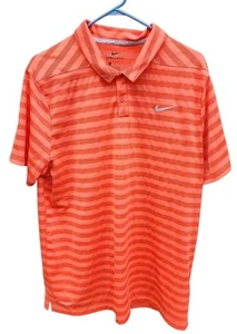 Nike Golf Dri Fit Short Sleeve Polo Short Men's Size XL Orange Striped - Picture 1 of 4