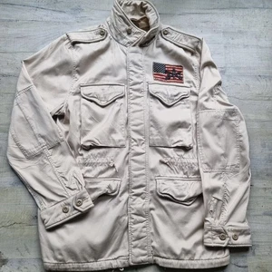 Vintage Ralph Lauren Cody Field Jacket military style Mens Size L USA Flag - Picture 1 of 22