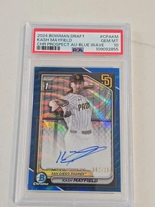 2024 bowman draft  kash Mayfield  chrome Prospect Auto Blue wave/150 PSA 10 - Picture 1 of 3