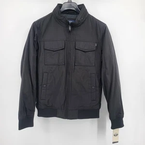 Dockers Men's Military Bomber Jacket Black Zip Utility Pockets Size Small NWT - Picture 1 of 10