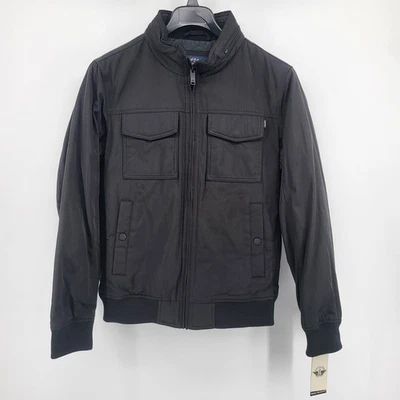 Dockers Men's Military Bomber Jacket Black Zip Utility Pockets Size Small NWT - Image 1 of 4