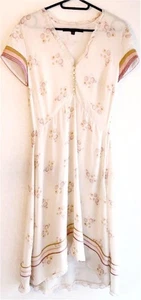 Vestido Floral Marc Jacobs Seda Rosa Beige Media Manga Dobladillo Alto-Bajo Talla 6 M - Imagen 1 de 8