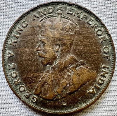 HONG KONG China King & Emperor George V ONE CENT 1924 Bronze  km#16 #3 - Image 1 of 2