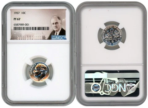 1957 SILVER ROOSEVELT DIME 10C NGC PF 67 E2 Cover